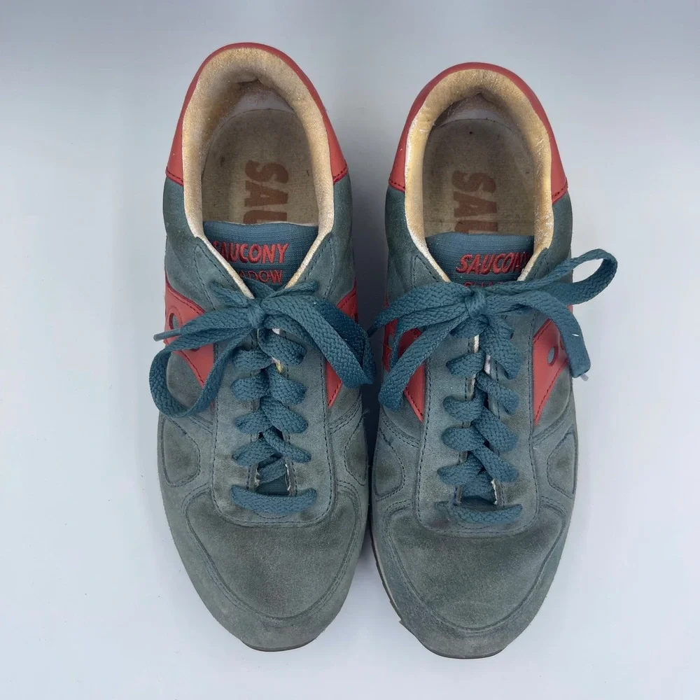 Saucony Shadow Original Mens Size 8.5 Blue Red Suede Low Top Lifestyle Sneakers